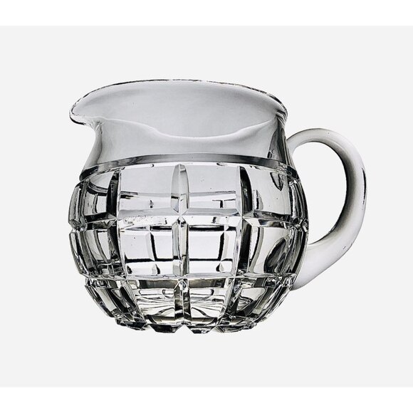 Vintage Molded Clear Glass Pitcher Geometric Pattern Jug Applied Handle - Picture 3 of 11